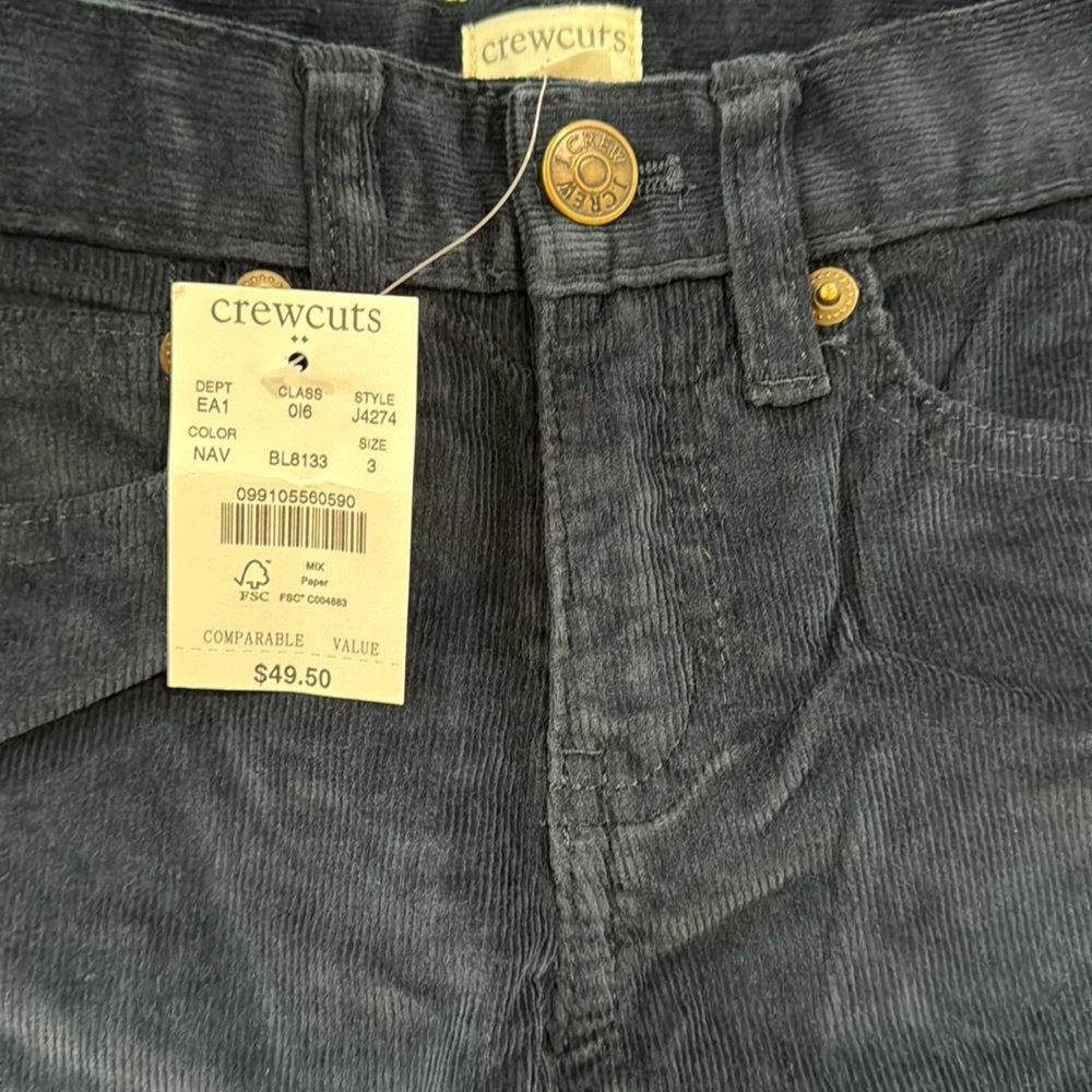 NWT JCrew Crewcuts Toddler Boy Navy Corduroy Pants! Multiple Sizes available - Picture 2 of 4